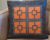 cut out Parker orange pillow, recycled plastic bottle felt