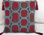 Custom Child Silhouette with Embroidery and Leather pillow
