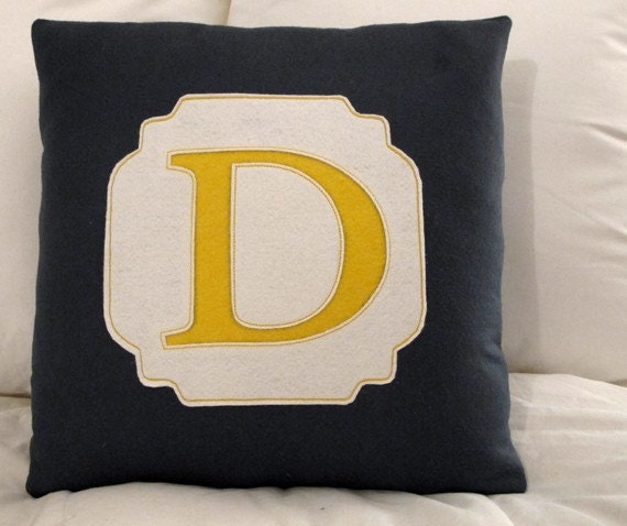 CUSTOM cut monogrammed 20" x 20" initial pillow, bamboo felt