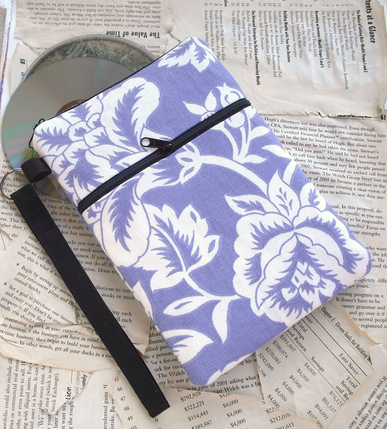 SLEEVE (FREE personalization) - kindle/ nook/ other - purple floral