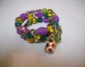 MARDI GRAS Party Bangle Beaded Memory Wire Bracelet