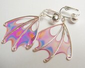 CLIP-ON Earrings, Faerie Wing Earrings, Handmade, OOAK, Fairy Wings, Fairie Wings, Evening Wisp