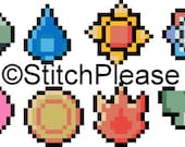 Pokemon Kanto Badges Cross Stitch Pattern