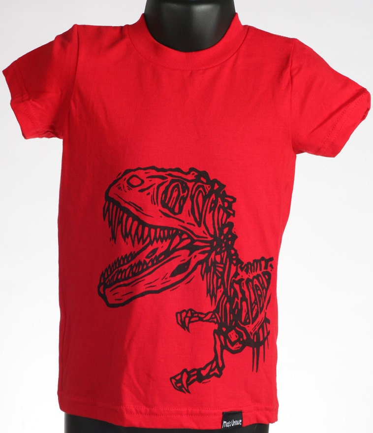 Dinosaur on Red American Apparel T Shirt