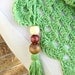 Crochet Triangle Scarf in Green- Boho Gypsy Style Scarf - Wrap with Wooden Beads