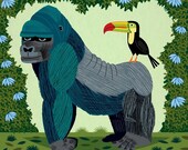 iOTA iLLUSTRATION - The Gorilla and The Toucan - Limited Edition Animal Art - illustrated Print