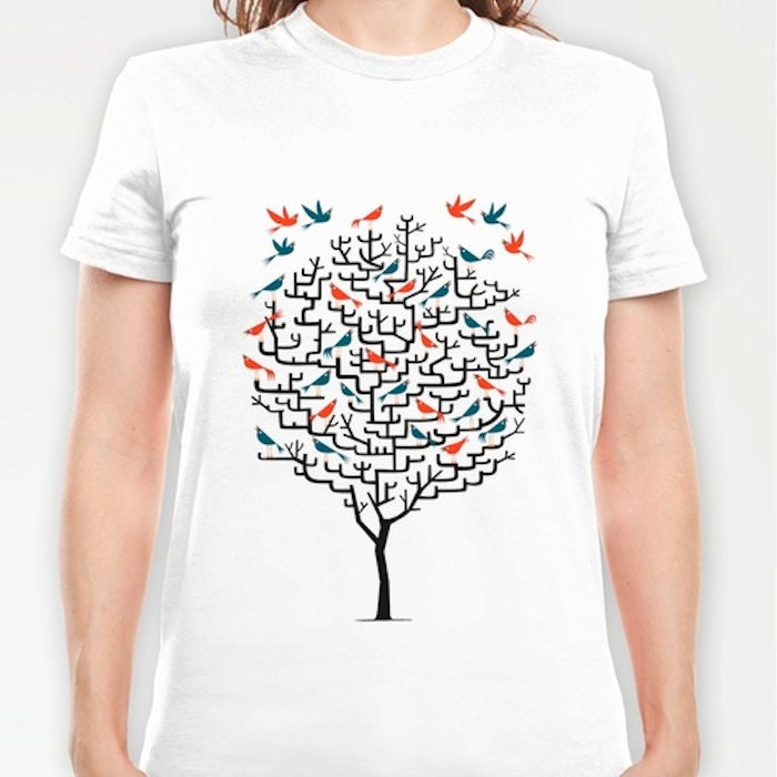 Out On A Lark - illustrated Womens Fitted Tshirt / Womens / T-shirt Tee - iOTA