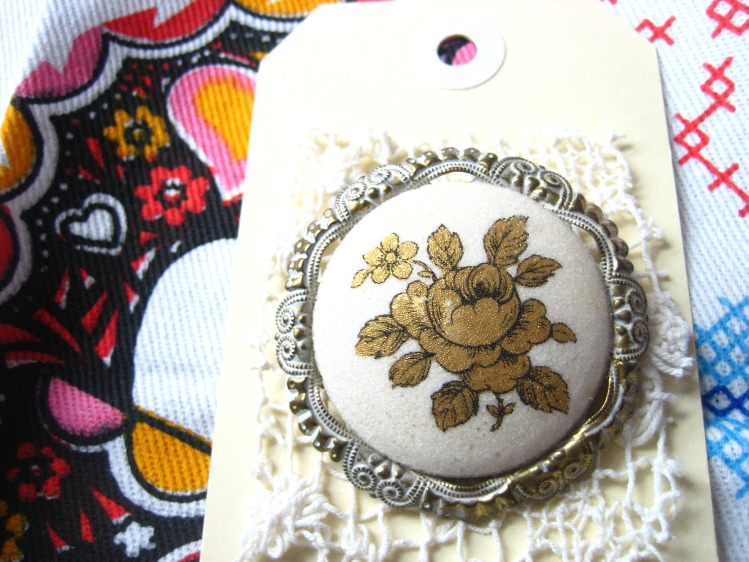 SALE - Vintage West German Flower Brooch