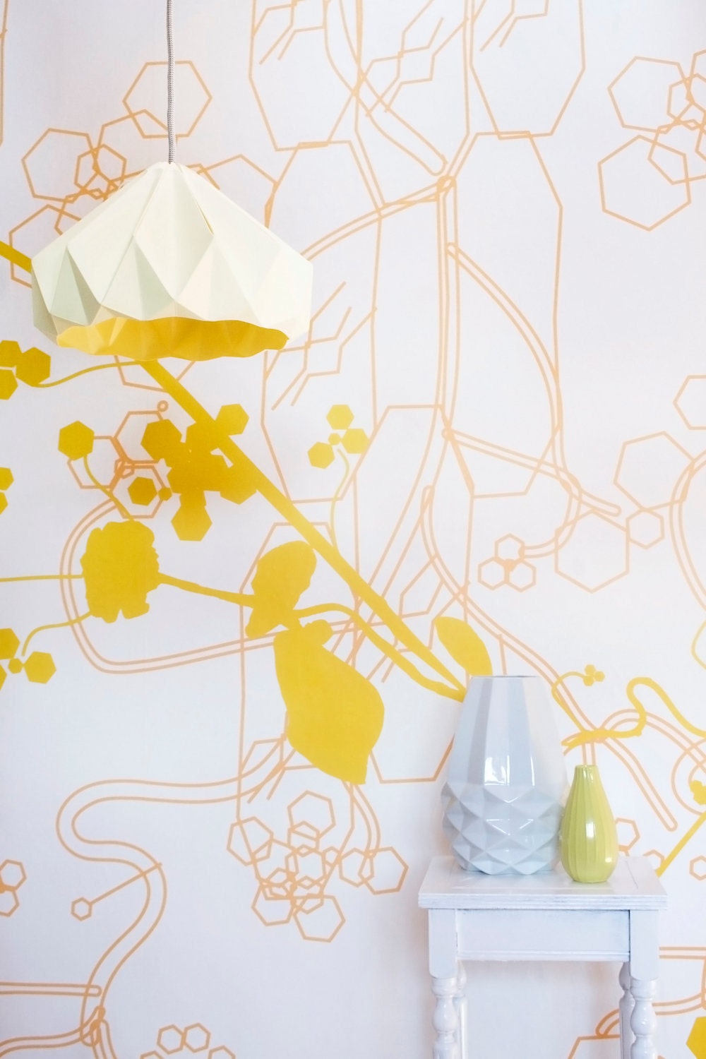 Chestnut paper origami lampshade Canary Yellow