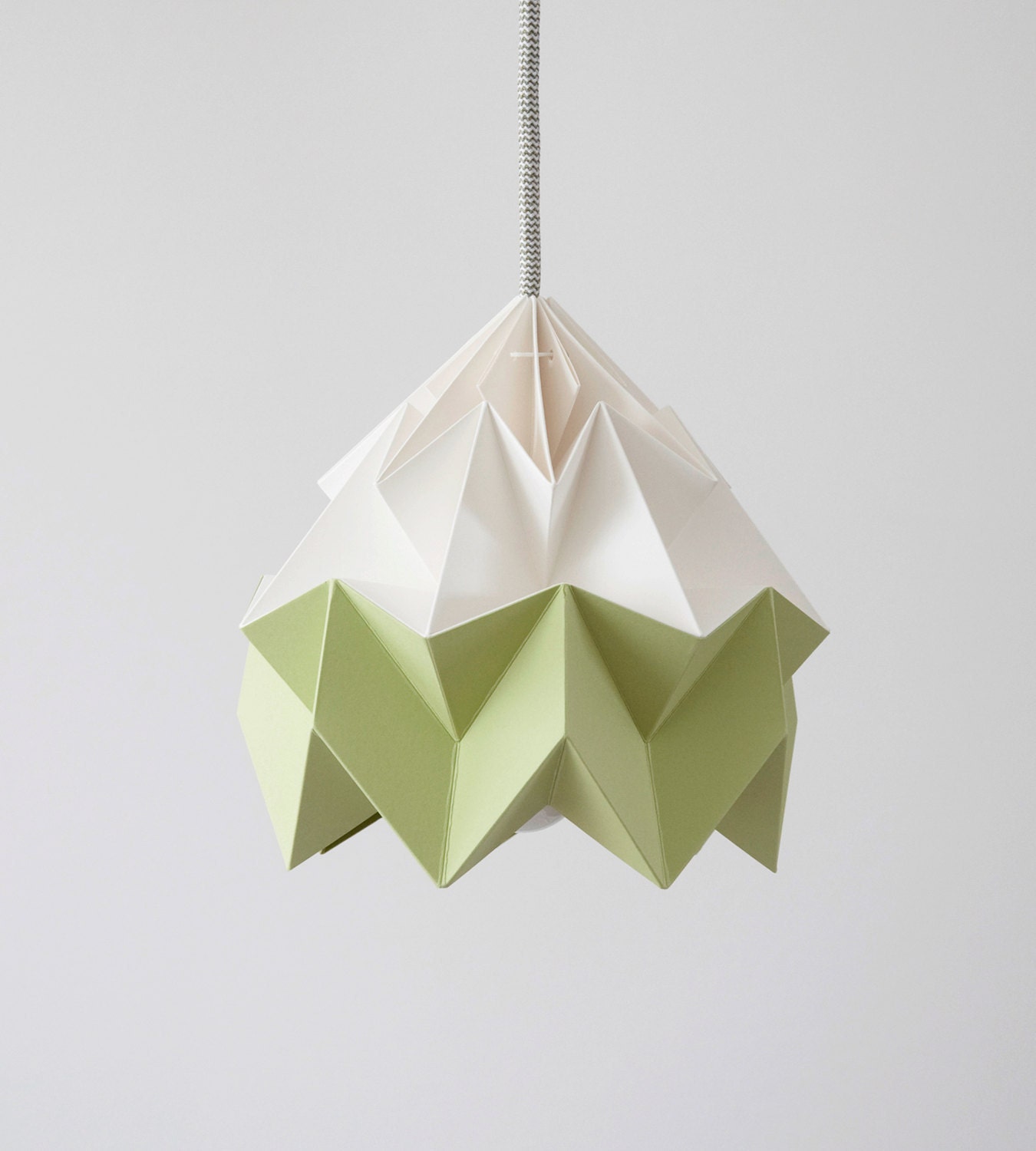 Moth origami lampshade autumn green and white