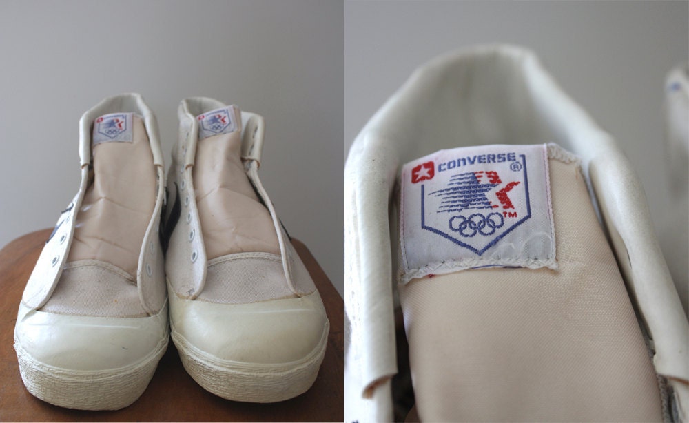 Vintage 80s Converse Olympic All Star Dr J Canvas Basketball Sneakers Mens Size U.S 14M