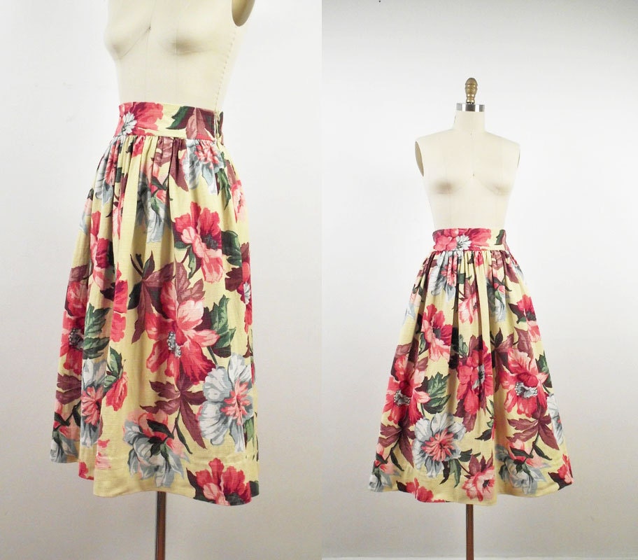 Reserved 1940s Barkcloth Skirt / 40s Floral Skirt Reserved