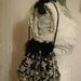 Black Lace Purse, vintage velvet evening bag, lace embellishment altered