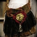 Gypsy Carpet Bag, black ruffled lace, earthy, thick chenille fabric