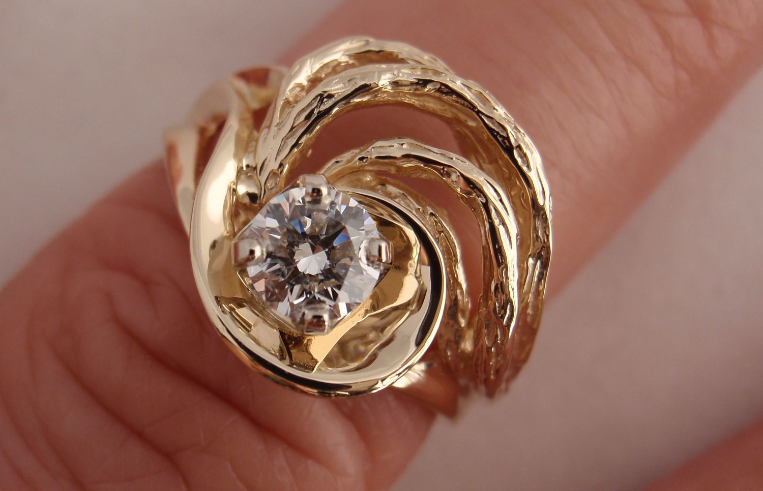 14k Yellow Gold Natural Diamond Ring With GIA Cert
