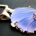 Blue Chalcedony Natural Pink Sapphire Pendant 14k White Rose Gold