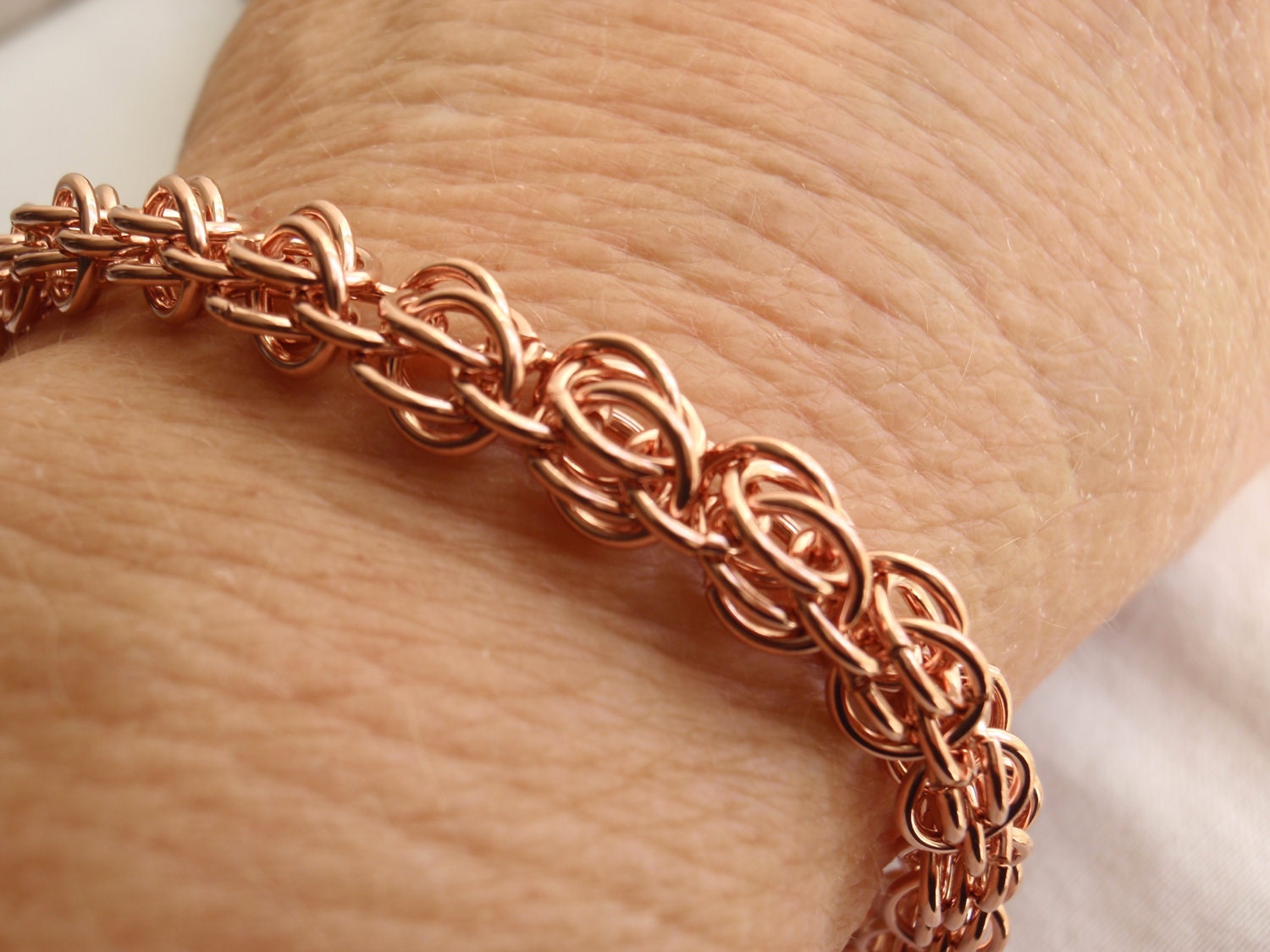 Chain Maille Bracelet Raw Copper Bee Stings Weave