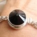 Sterling Silver Chain Maille Bracelet Black Onyx Byzantine Weave