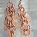 Copper Shaggy Loops Earrings Peach Magatama Beads Chain Maille