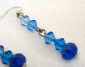 Blue Nights - Swarovski earrings, rondelle, bicones, wire wrap, sterling silver