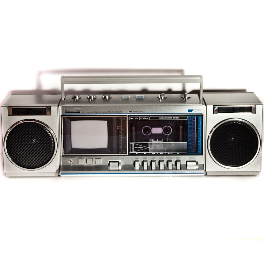 Vintage Boom Box with TV Geek Chic Television by goodmerchants