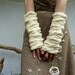 Sweetheart Warmers, hand knitted sleeves, arm warmers, wrist warmers, gauntlets in pure merino wool, cream, Ready to Ship