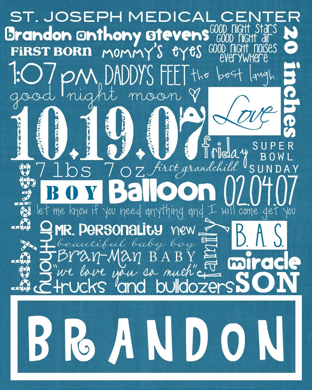8x10 Mounted Custom Birth Art (Little Stories)