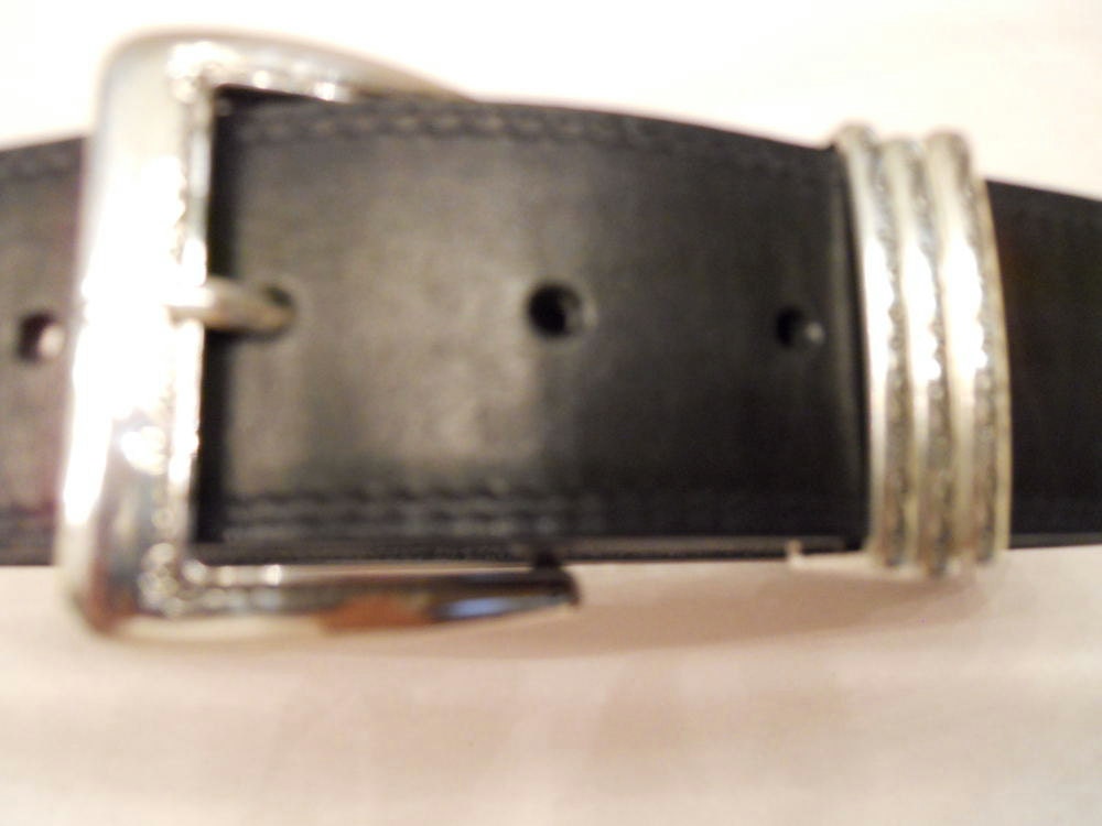 Brighton leather belt - unisex, wide, medium, black