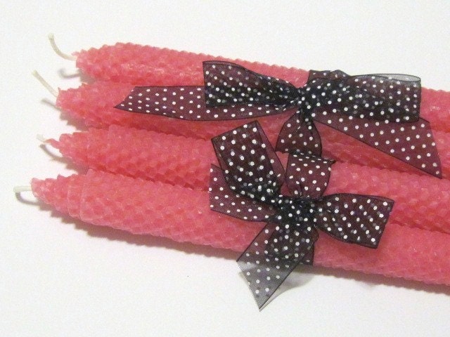 Hot Pink Beeswax Candles