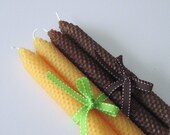 Sunflower Yellow and Brown Beeswax Candles