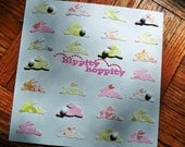 Pink Leaping Bunnies "Hippity Hoppity" Handmade Greeting Card