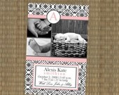 Printable Birth Announcement - Bundle of Joy Pink Baby Announcement