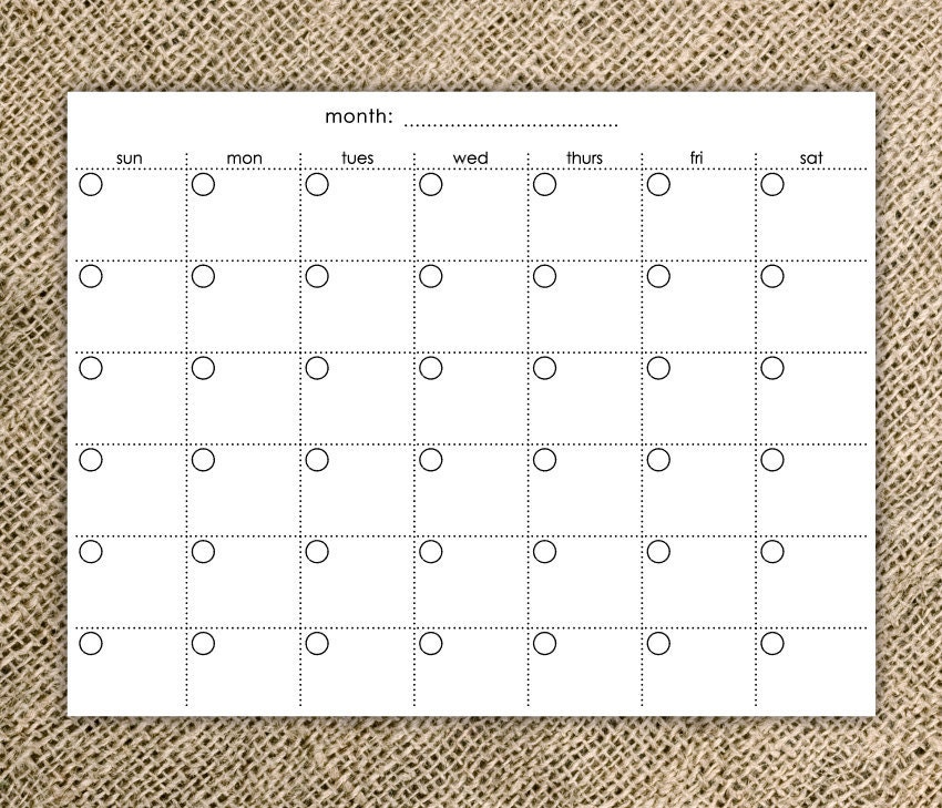 Calendar - Printable Blank - Simple Dots