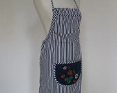Stripey with Strawberries French Vintage Apron