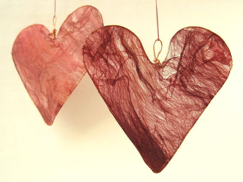 Silk Fusion Hanging Heart Decoration Dark Red, Mother's Day Gift, Home Decor