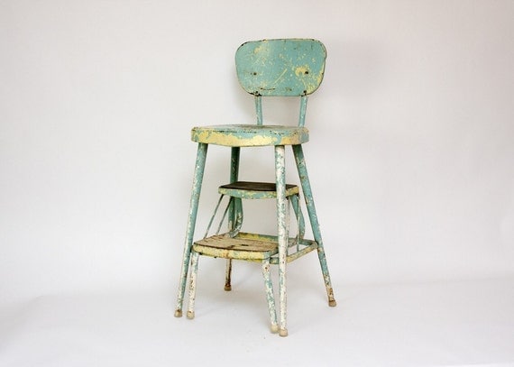 Ames Maid Shabby Chic Kitchen Chair and Stool by TomLaurus on Etsy