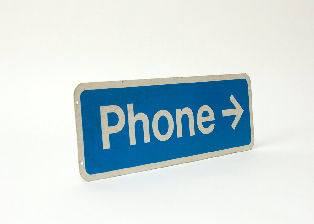 Vintage Blue Phone Sign