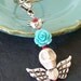 Frida Sugar Skull Pendant Keychain Rockabilly Rose and White Skull Pendant keychain