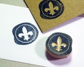 Fleur de Lis Seal Rubber Stamp . Hand-Carved and Unmounted