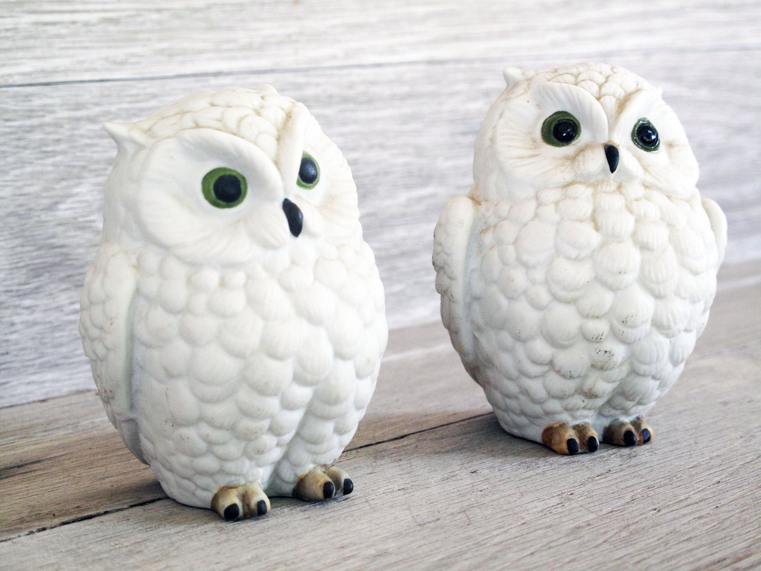 2 Vintage White Owl Figurines . Porcelain . Home by LetterKay