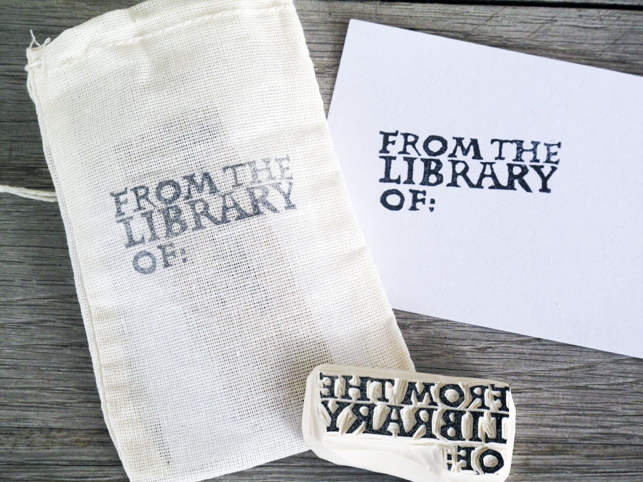 From the Library of . Hand-Carved Rubber Stamp . Unmounted