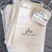 Custom Wedding Favor Bags and Rubber Stamp, Set of 100 bags, Muslin drawstring