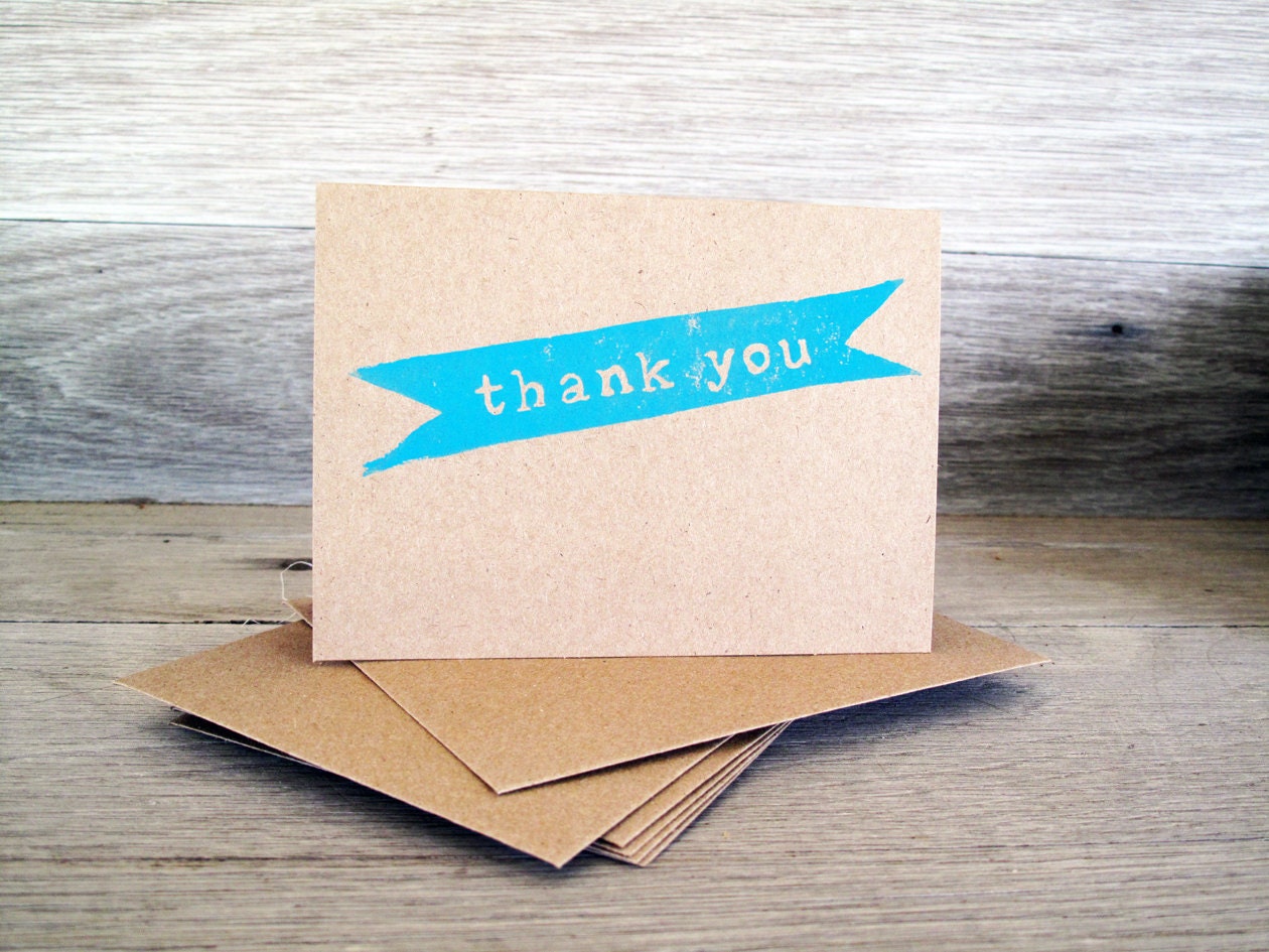 Thank You Cards, Set of 6, Kraft Paper