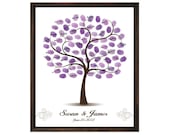 Wedding Tree Guest Book PRINT 16x20 up to 115 signs or 17x22 up to 140 signs - Curly Fingerprint and Signature Tree - FAST SHIPPING