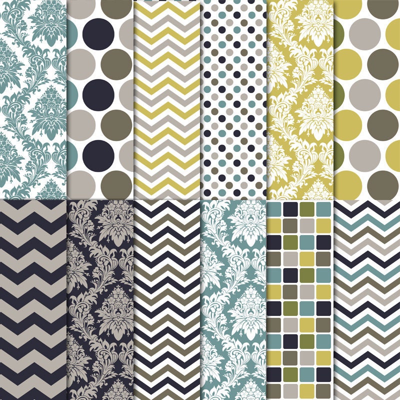 Instant Download Deep Water Digital Paper Kit // 12x12 inch jpg sheets N140 CU
