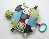 Wallace the Patchwork Turtle Crinkle Toy comes with Teething Ring Link - Great Baby Boy Gift