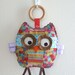 Daisy the Patchwork Owl Crinkle Toy comes with Detachable Organic Wood Teething Ring- Great Baby Girl Gift