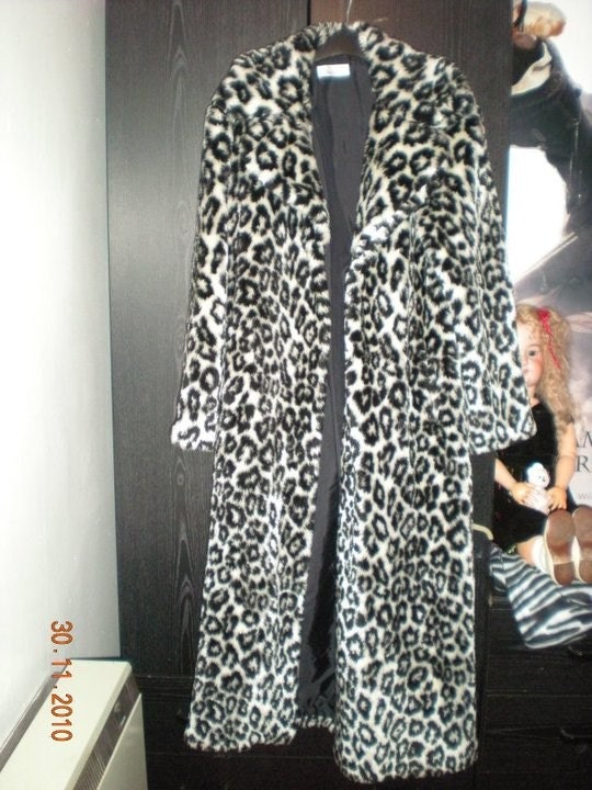 Snow leopard faux fur long coat by UrbaneUrchins on Etsy