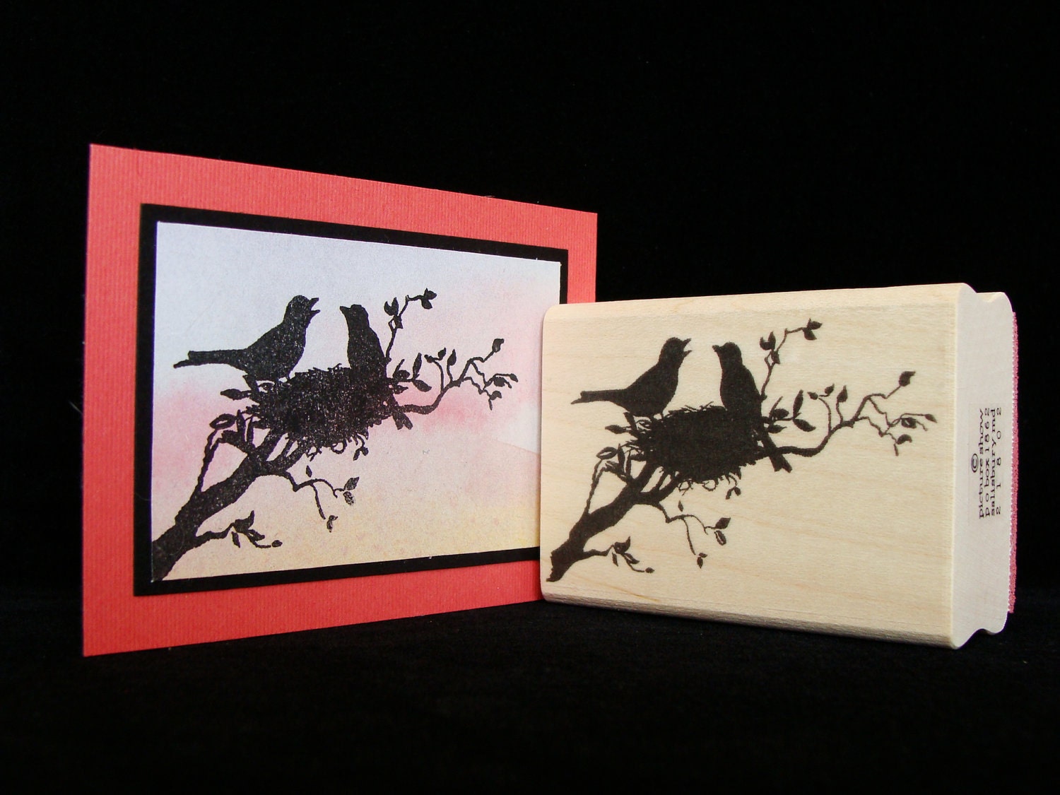 picture show rubber stamp  "birds on a branch"