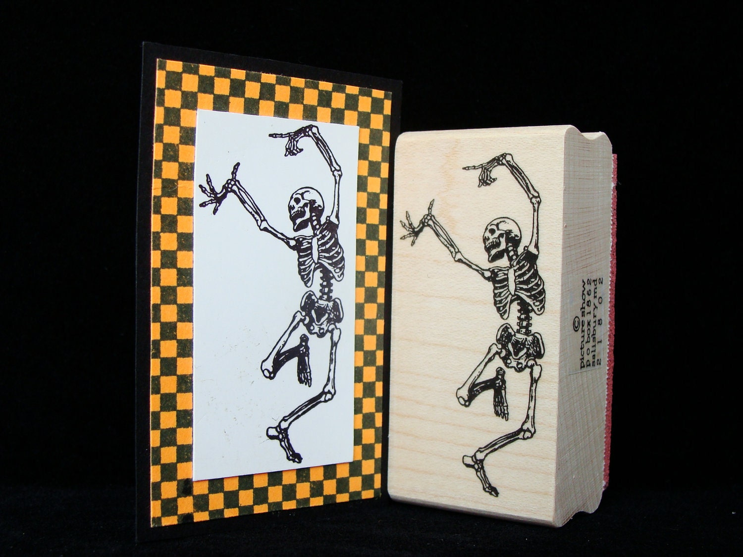 halloween rubber stamp  "dancing skeleton"